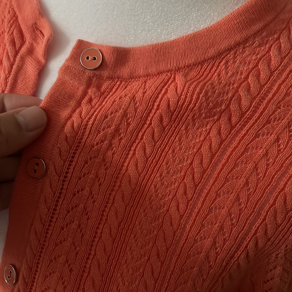 Brooks Brothers, orange cardigan, size small - Picture 3 of 8
